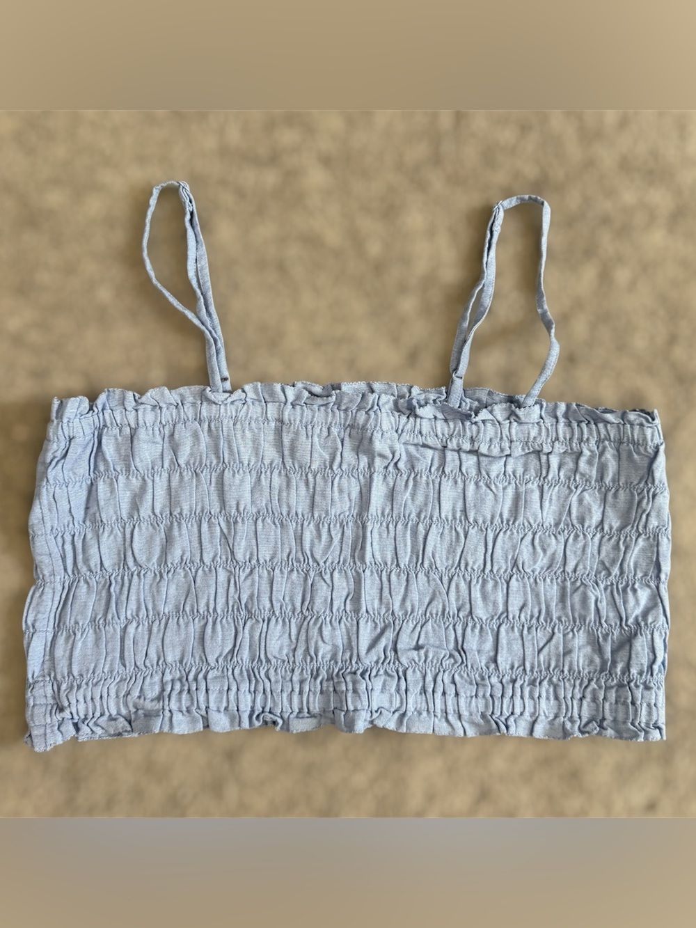 American Eagle Size Medium Smocked Linen Blend Bandeau Tank Top Festival